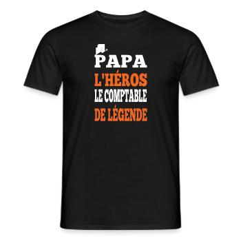 Papa l'héros le comptable de légende t-shirt - T-shirt homme - noir - Devant - AI Model Male 178 light (178cm)