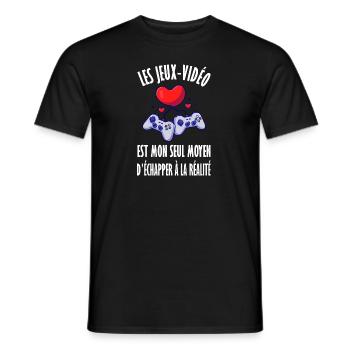 Maillot jeux vidéo geek humour idée cadeau garçon - T-shirt homme - noir - Devant - AI Model Male 178 light (178cm)
