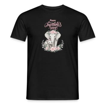 Mother's Love Elephant & Calf Floral Wreath - Männer T-Shirt - Schwarz - Vorne - AI Model Male 178 light (178cm)