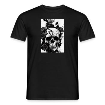 Rose Tatouage Crâne - T-shirt homme - noir - Devant - AI Model Male 178 light (178cm)