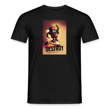 Destroy Robot Construction Site - Men's T-Shirt - black - Front - AI Model Male 178 light (178cm)