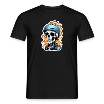 moto style retro - crane et squelette - T-shirt homme - noir - Devant - AI Model Male 178 light (178cm)