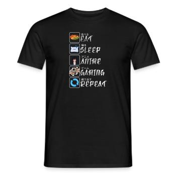 Anime & Gaming Lifestyle - 'Eat, Sleep, Anime - Men's T-Shirt - black - Front - AI Model Male 178 light (178cm)
