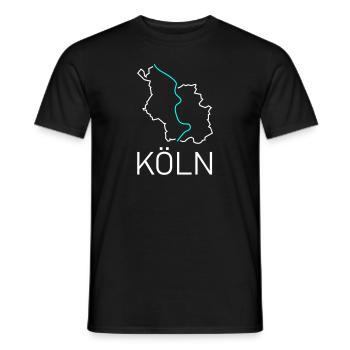 Köln Karte - Männer T-Shirt - Schwarz - Vorne - AI Model Male 178 light (178cm)