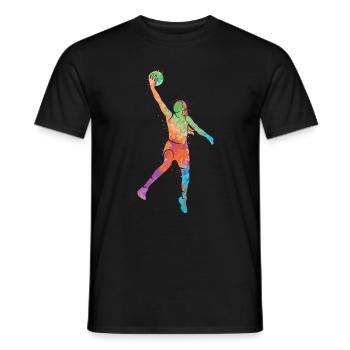 Joueur de basket-ball Dunking Enfants Basketball Girl - T-shirt homme - noir - Devant - AI Model Male 178 light (178cm)
