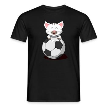 Katze Fußball Kätzchen Babykatze weiße Katze cat - Männer T-Shirt - Schwarz - Vorne - AI Model Male 178 light (178cm)