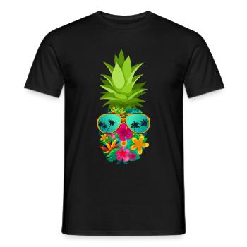 Flower Pineapple With Sunglasses Hawaiian Floral - Männer T-Shirt - Schwarz - Vorne - AI Model Male 178 light (178cm)
