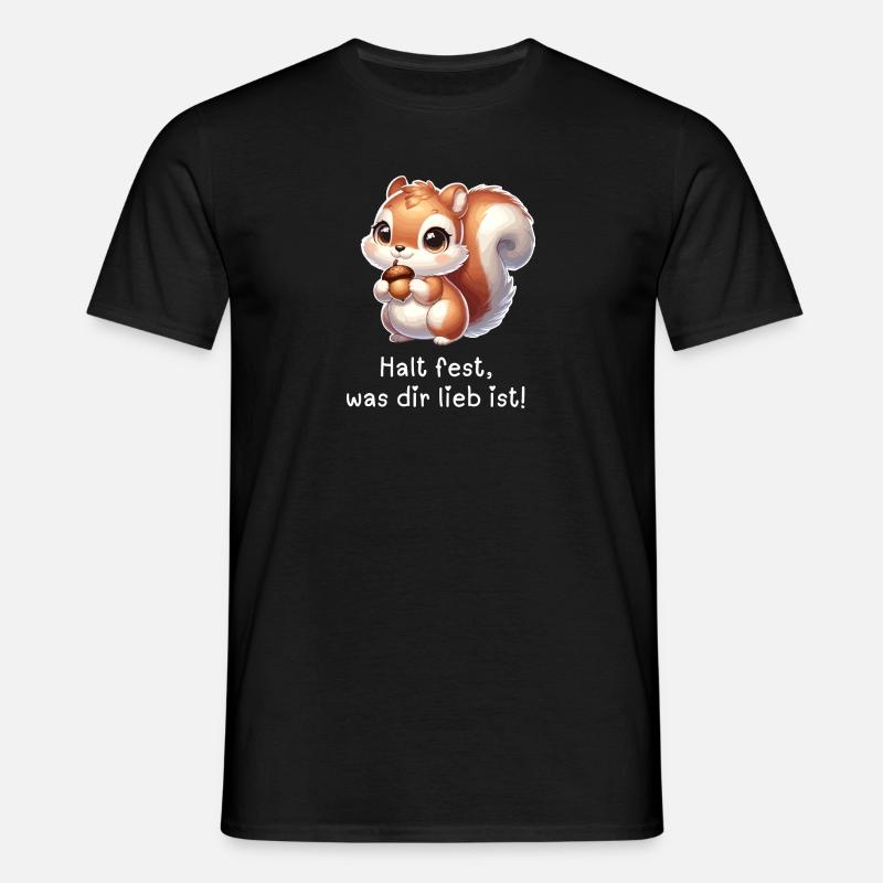 Süßes Eichhörnchen mit einer Nuss in den Händen - Männer T-Shirt - Schwarz