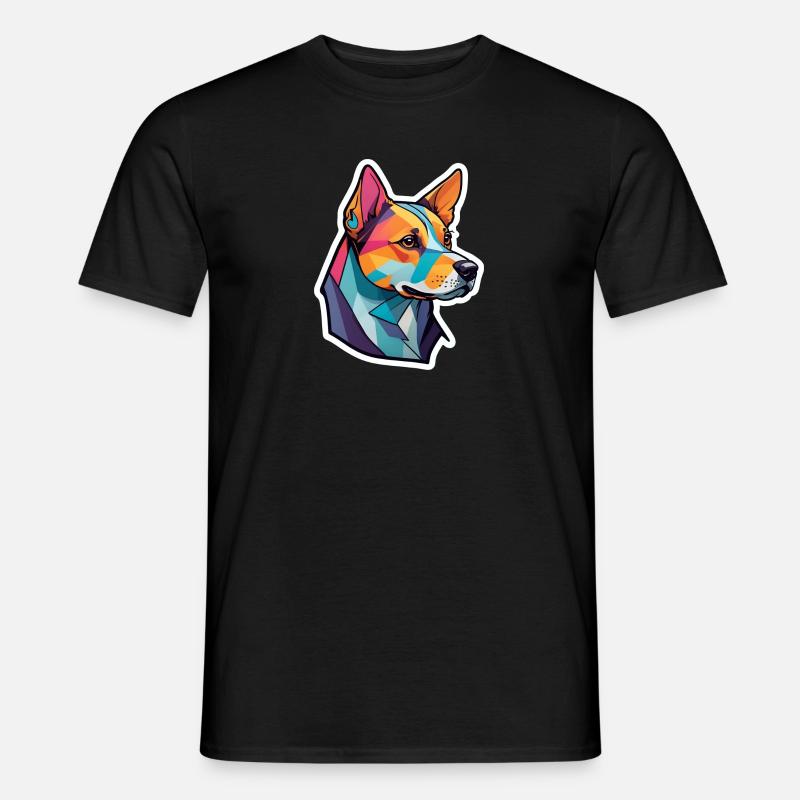 Buntes Hundeporträt - Männer T-Shirt - Schwarz