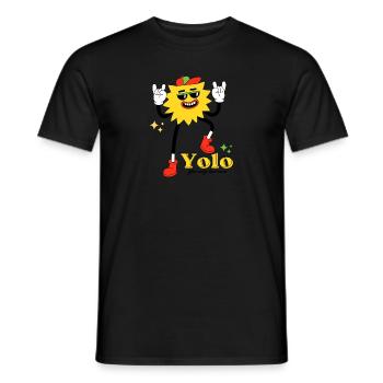 YOLO T-Shirt – Lebe den Moment! - Männer T-Shirt - Schwarz - Vorne - AI Model Male 178 light (178cm)