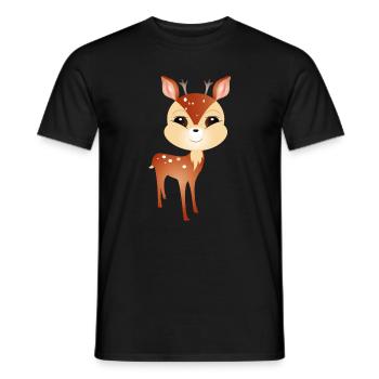 mignon petit chevreuil avec de grands bois - T-shirt homme - noir - Devant - AI Model Male 178 light (178cm)