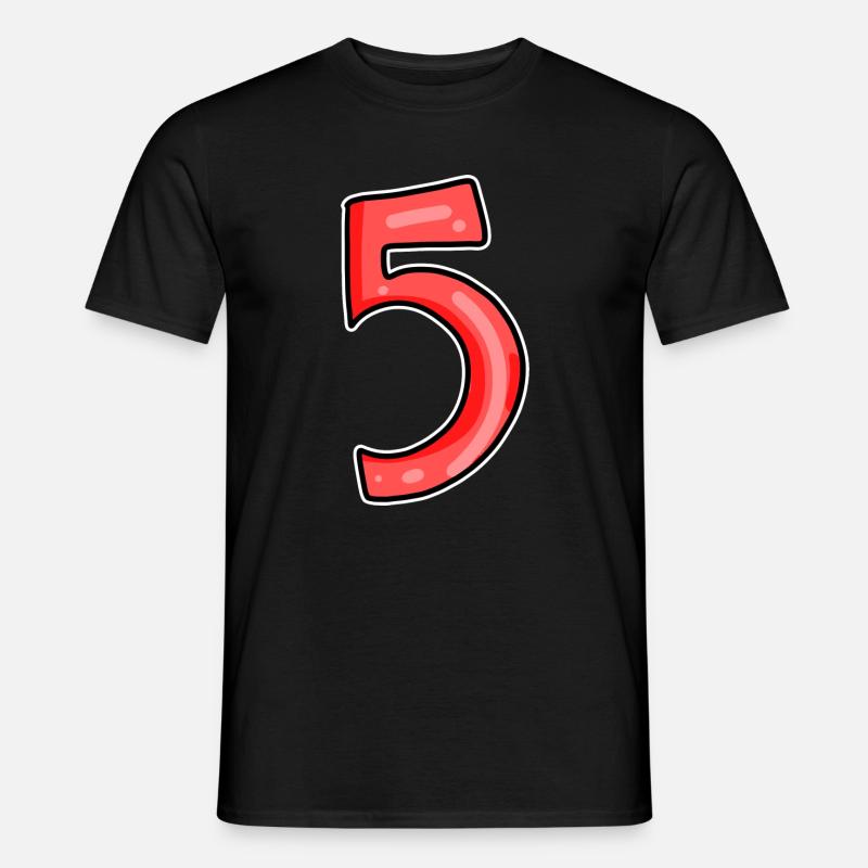 5 rot - Männer T-Shirt - Schwarz
