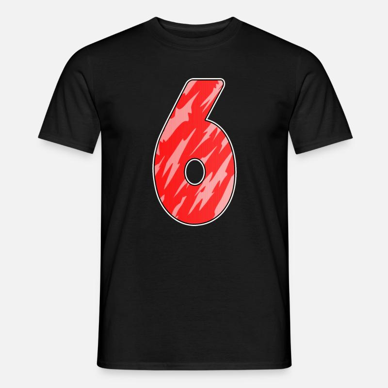 Nummer 6 Muster Rot - Männer T-Shirt - Schwarz