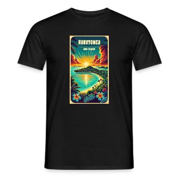 Soleil vintage des îles Cook à Parotonga - T-shirt homme - noir - Devant - AI Model Male 178 light (178cm)