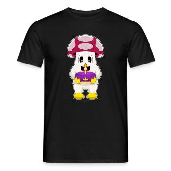 Gâteau d’anniversaire aux champignons - T-shirt homme - noir - Devant - AI Model Male 178 light (178cm)