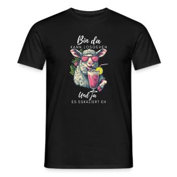 Lustiges Partyschaf – Es eskaliert eh - Männer T-Shirt - Schwarz - Vorne - AI Model Male 178 light (178cm)