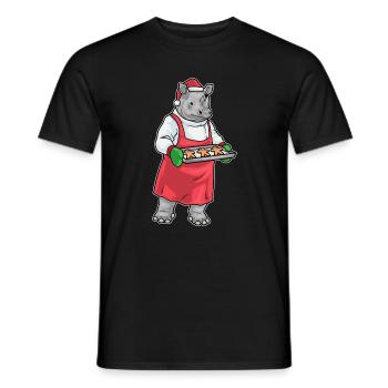 Nashorn Weihnachten Backen - Männer T-Shirt - Schwarz - Vorne - AI Model Male 178 light (178cm)