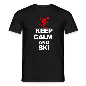 KEEP CALM AND SKI! FOR SLOPES AND HUT FUN w - Men's T-Shirt - black - Front - AI Model Male 178 light (178cm)
