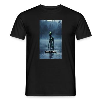 WHERE DID I PARK? - Funny Alien Forest Art - Men's T-Shirt - black - Front - AI Model Male 178 light (178cm)