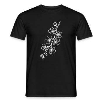 Sakura Linienkunst auf Schwarz - Männer T-Shirt - Schwarz - Vorne - AI Model Male 178 light (178cm)
