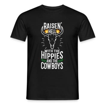 Raisin' Hell With The Hippies And The Cowboys - Männer T-Shirt - Schwarz - Vorne - AI Model Male 178 light (178cm)