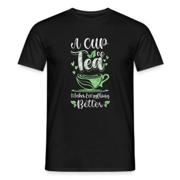 Tea Lover Recreation Herbal Teapot - Men's T-Shirt - black - Front - AI Model Male 178 light (178cm)