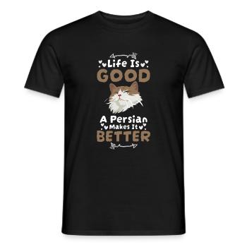 Perser Katze Haustier Liebe Katzenmama - Männer T-Shirt - Schwarz - Vorne - AI Model Male 178 light (178cm)