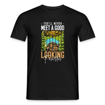 Forêt Chasse Chien Chasse Protection de l’environnement - T-shirt homme - noir - Devant - AI Model Male 178 light (178cm)