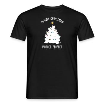 Meowy Arbre de Noël Mère Fluffer Cat Catmas - T-shirt homme - noir - Devant - AI Model Male 178 light (178cm)
