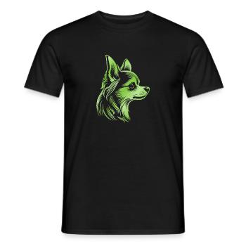 Chihuahua, longhair, dog head, drawing pink - Men's T-Shirt - black - Front - AI Model Male 178 light (178cm)