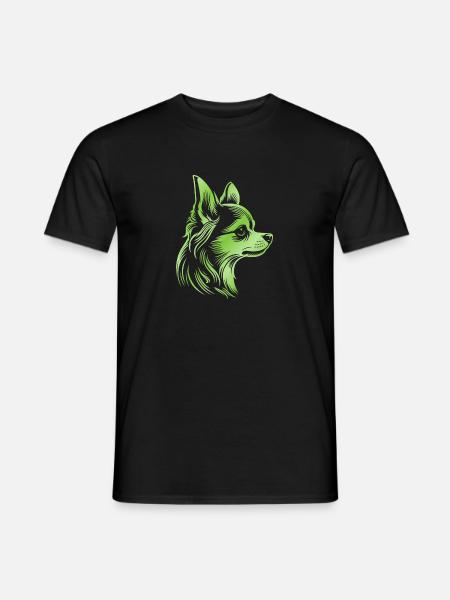 Chihuahua, longhair, dog head, drawing pink - Men's T-Shirt - black