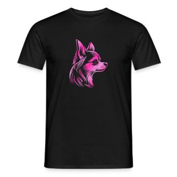 Chihuahua, longhair, dog head, drawing pink - Men's T-Shirt - black - Front - AI Model Male 178 light (178cm)