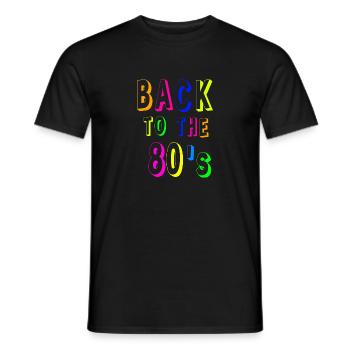 "Back to the 80's " Zurück in die 80'er Jahre - Männer T-Shirt - Schwarz - Vorne - AI Model Male 178 light (178cm)
