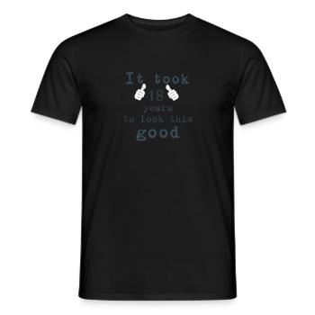 18 years - Men's T-Shirt - black - Front - AI Model Male 178 light (178cm)