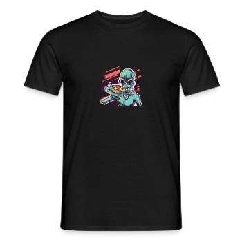 Alien Monster Pizza - Männer T-Shirt - Schwarz - Vorne - AI Model Male 178 light (178cm)