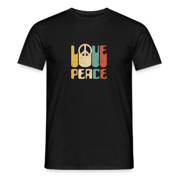 LOVE PEACE FREEDOM T Shirt Années 1960 Années 70 Tie Dye Hippie - T-shirt homme - noir - Devant - AI Model Male 178 light (178cm)