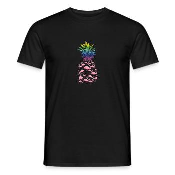Cute And Lovely Pink Flamingo Pineapple Love - Männer T-Shirt - Schwarz - Vorne - AI Model Male 178 light (178cm)