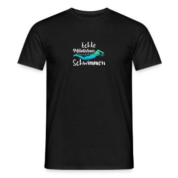 Echte Maedchen Schwimmen Schwimmen Schwimm - Männer T-Shirt - Schwarz - Vorne - AI Model Male 178 light (178cm)