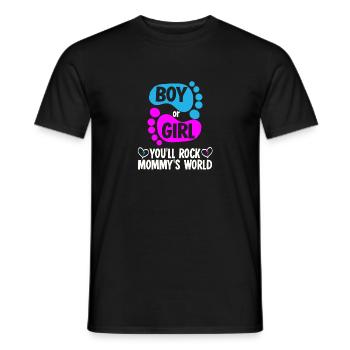 annonce de sexe de bébé garçon ou fille enceinte - T-shirt homme - noir - Devant - AI Model Male 178 light (178cm)