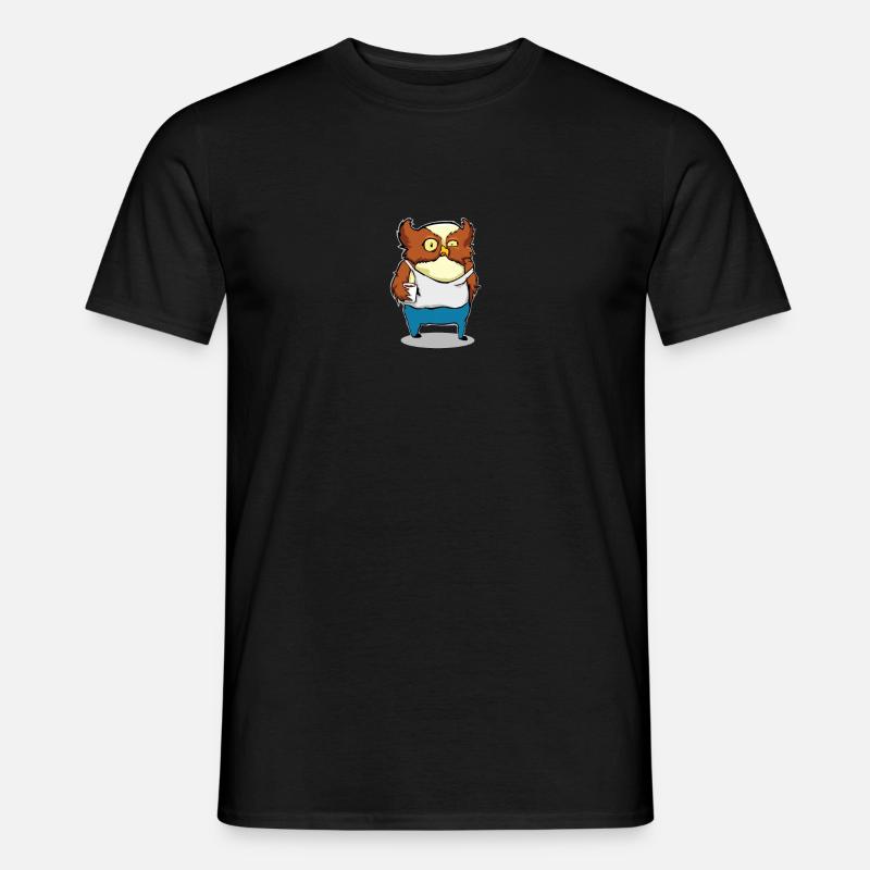 Eule Müde Kaffe Frühaufsteher - Männer T-Shirt - Schwarz