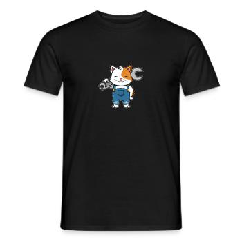 Mécanicien Chat Avec une clé à molette pour - T-shirt homme - noir - Devant - AI Model Male 178 light (178cm)