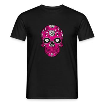 Costume Halloween crâne en crâne rose - T-shirt homme - noir - Devant - AI Model Male 178 light (178cm)