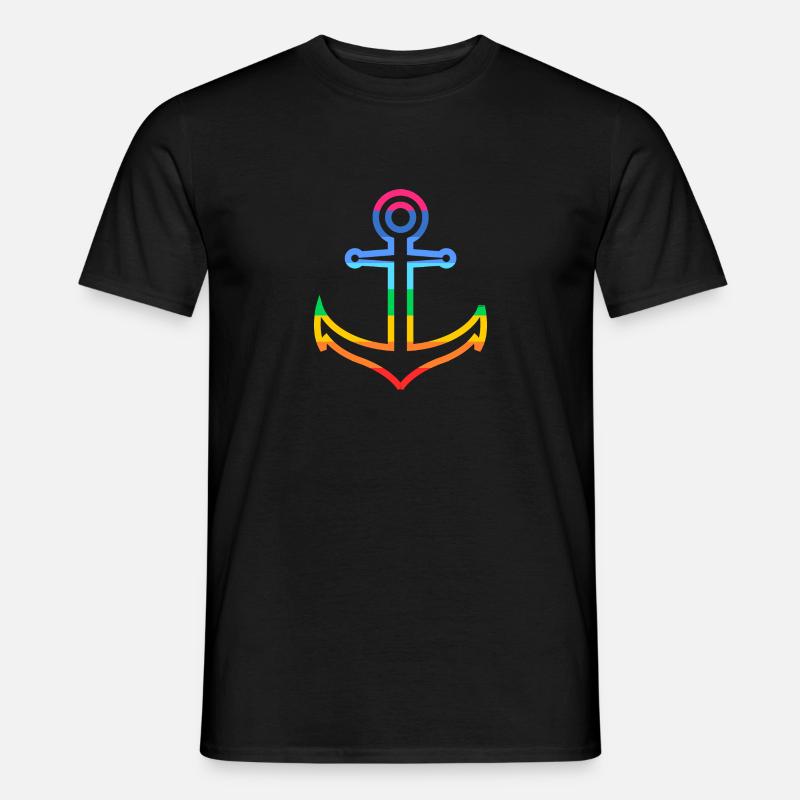 Regenbogen Anker - Männer T-Shirt - Schwarz