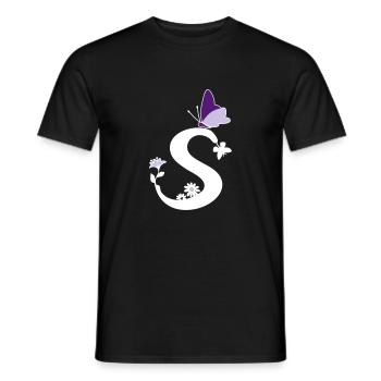 Butterfly Decoration Letter Initial S - Men's T-Shirt - black - Front - AI Model Male 178 light (178cm)