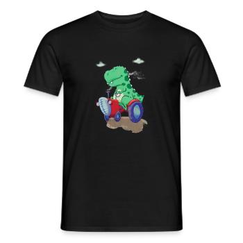 dinosaure sur son tracteur - T-shirt homme - noir - Devant - AI Model Male 178 light (178cm)