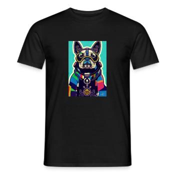 French Bulldog - Retro - Men's T-Shirt - black - Front - AI Model Male 178 light (178cm)