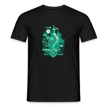 Machine à vapeur Steampunk avec horlogerie et technologie - T-shirt homme - noir - Devant - AI Model Male 178 light (178cm)