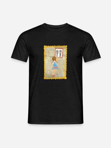 Nostalgie - Mädchen am Kaugummiautomaten - Männer T-Shirt - Schwarz