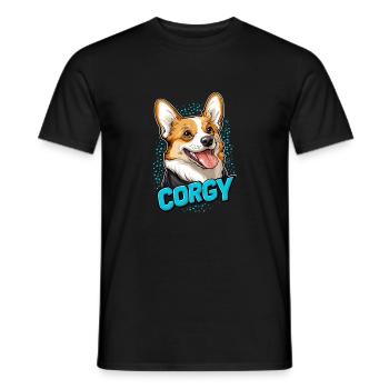 Corgy Dog UK - Männer T-Shirt - Schwarz - Vorne - AI Model Male 178 light (178cm)