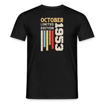 Octobre 1953 - Cadeau anniversaire Octobre 1953 - T-shirt homme - noir - Devant - AI Model Male 178 light (178cm)